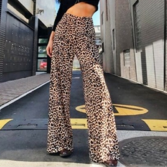 Zara Pants - Zara M leopard print wide leg pants